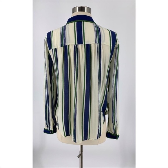Anthropologie Maeve Rayon Long Sleeve Button Down Striped Blouse - Picture 2 of 7